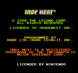 Danny Sullivan's Indy Heat title screen for NES